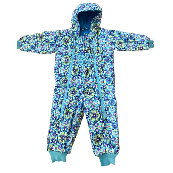 Hanna Andersson Toddler Girl Blue Floral SnowSuit Sizw 100/4T